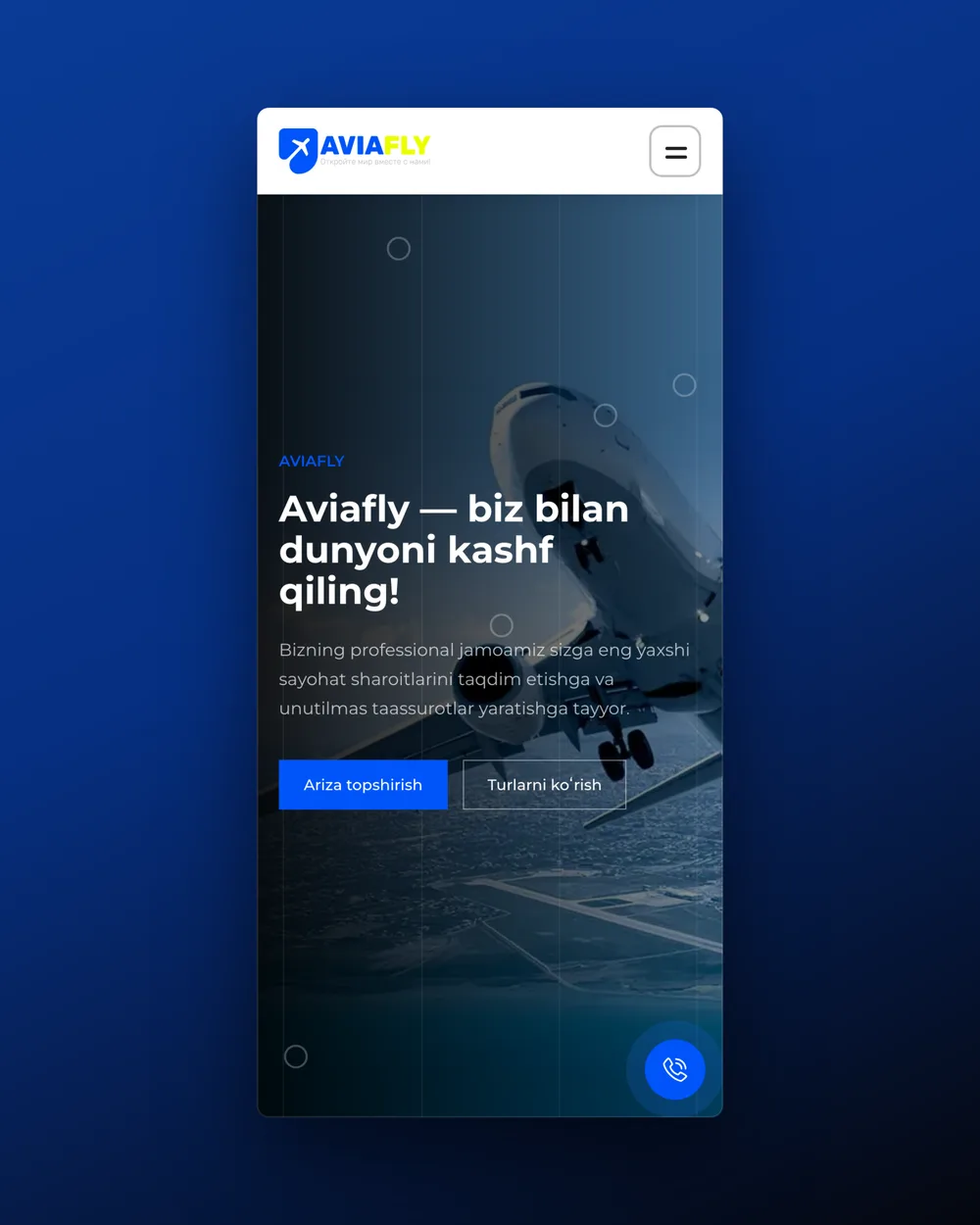 Första skärmen i mobilen, där de flesta besökare landar