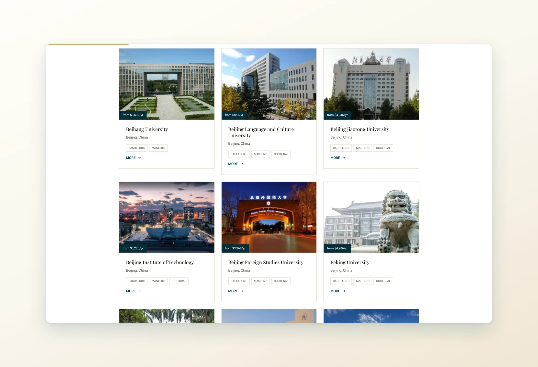 Katalogen: varje universitet med stad, examina och avgifter
