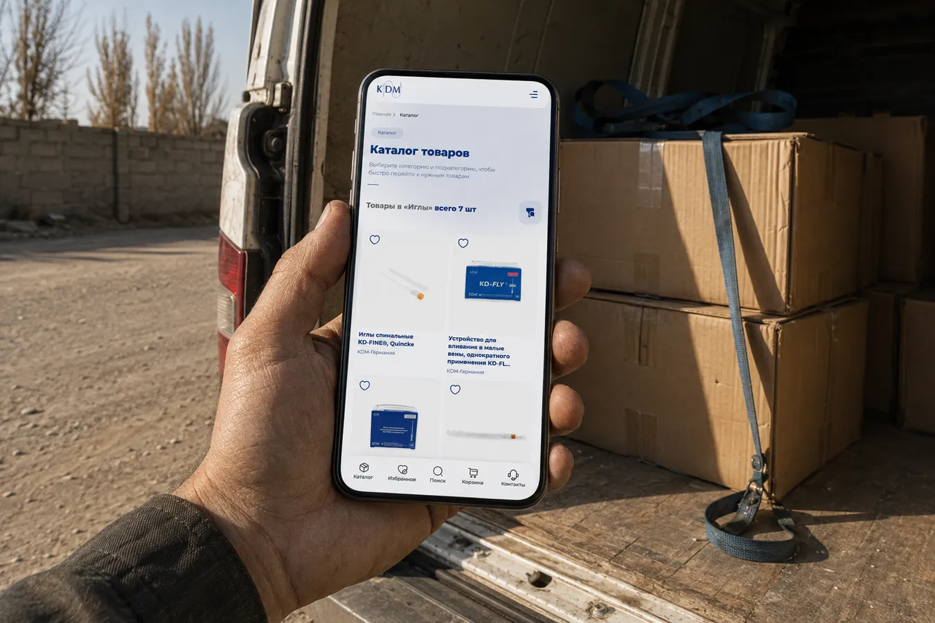 The catalogue at a van's tailgate