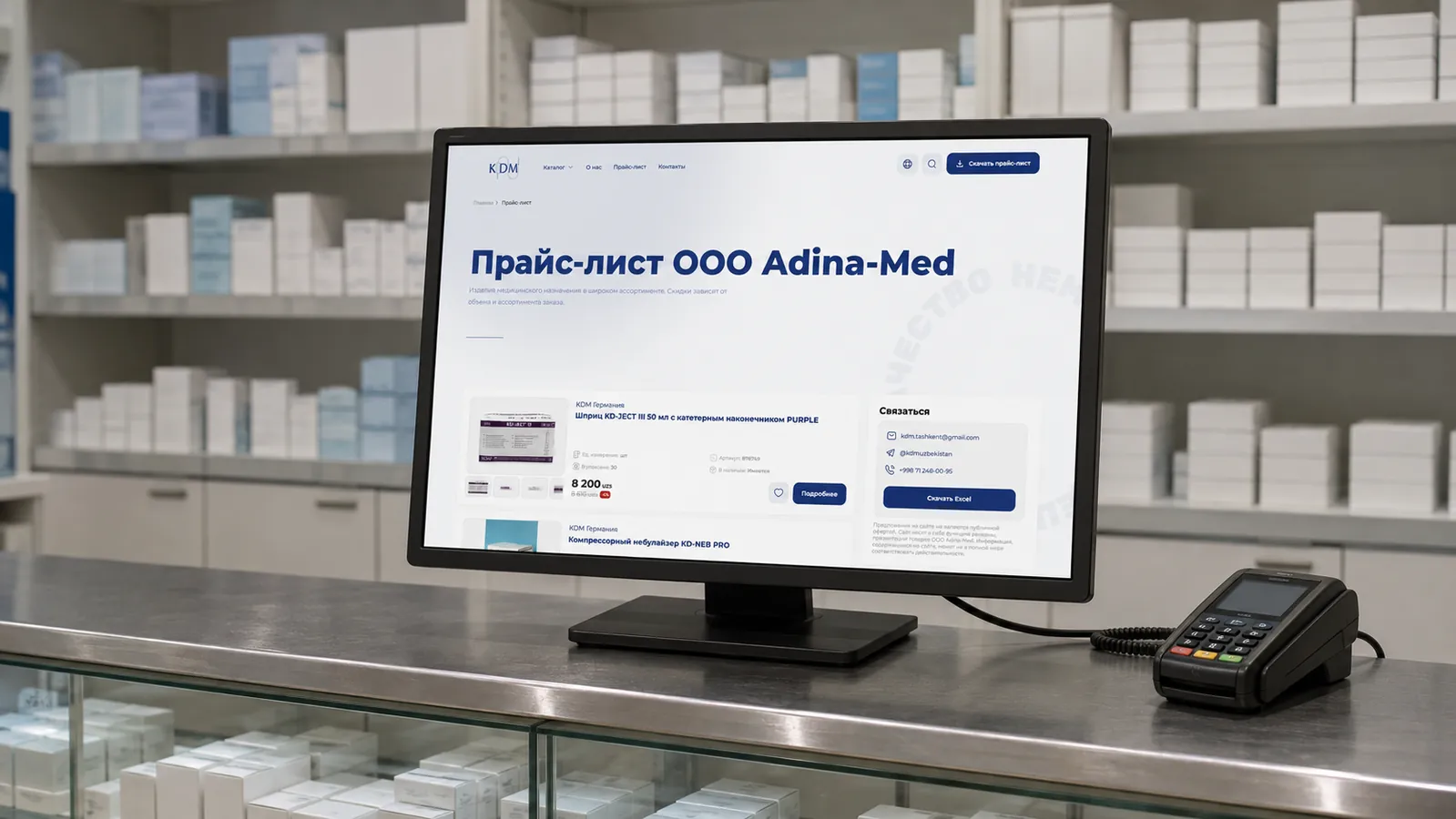 The price list at a pharmacy counter