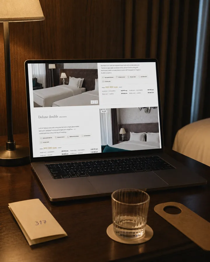 A room card, on a guest's desk