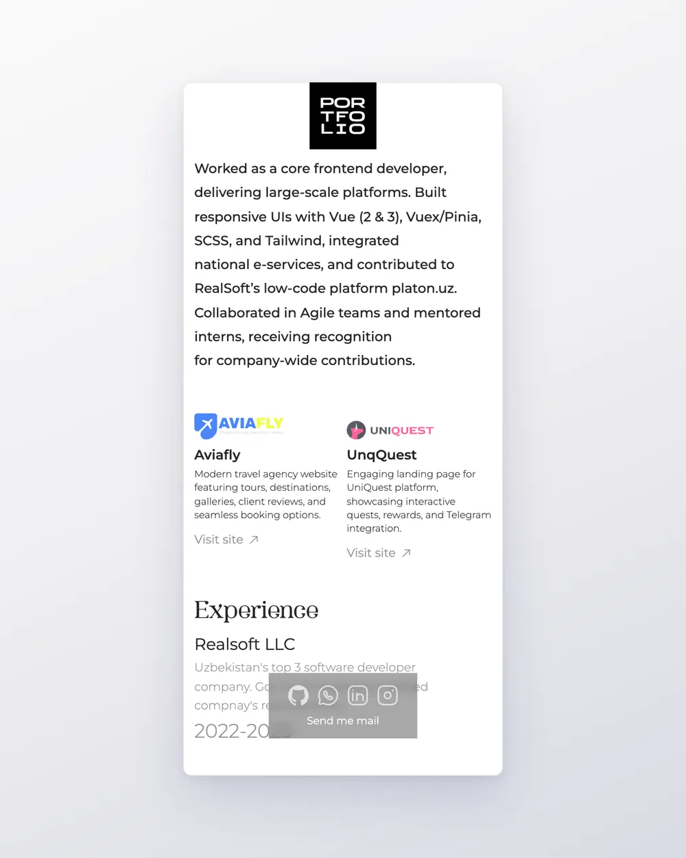 Experience on a phone
