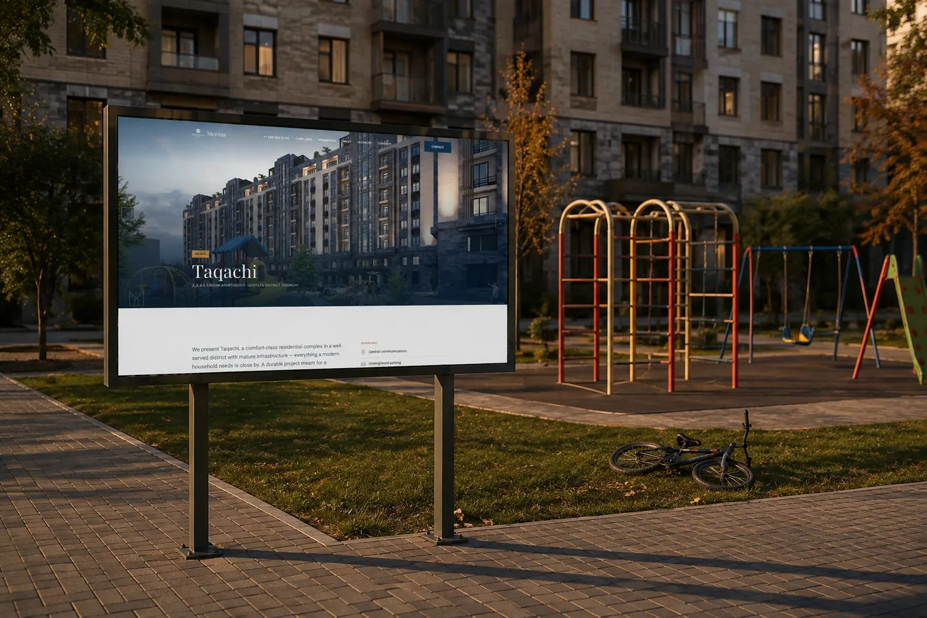 Taqachi på en skylt på gården