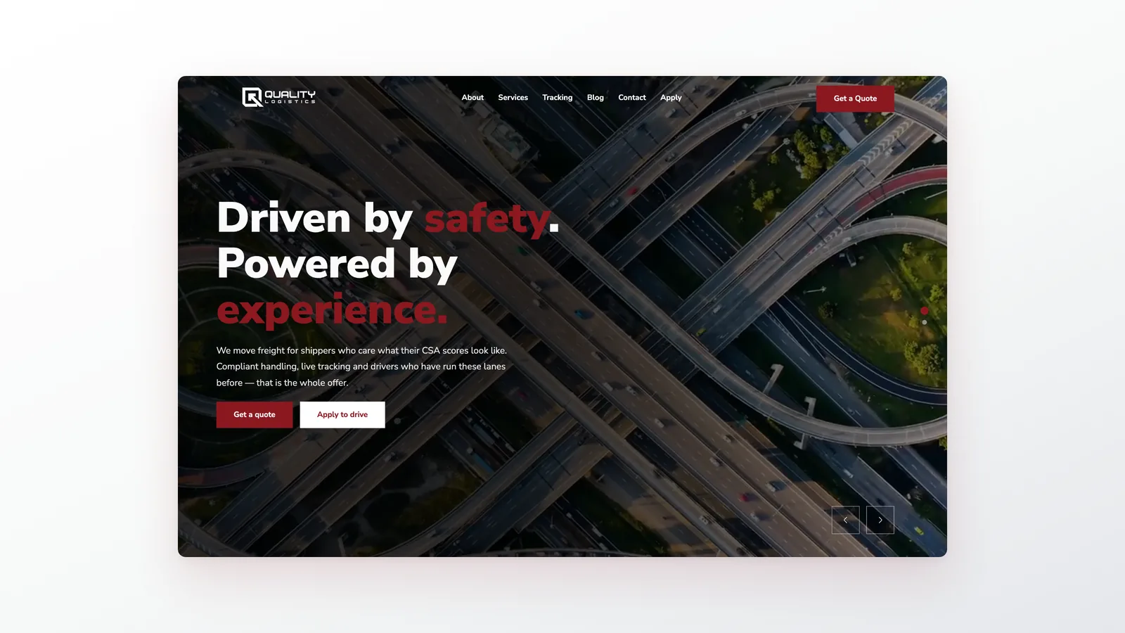 Quality Logistics — A freight site that answers where the truck is.