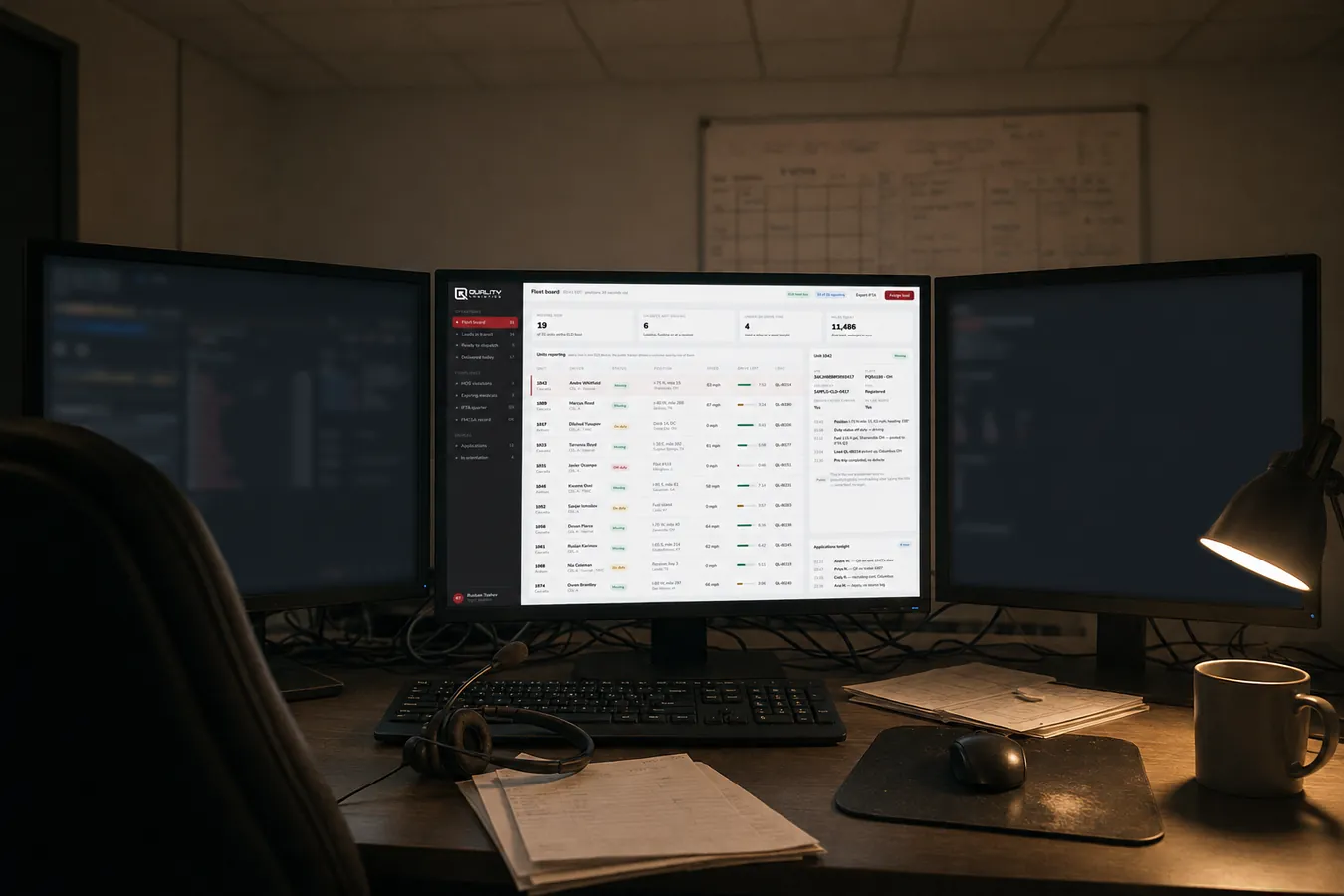 The fleet board at dispatch, 2 a.m.