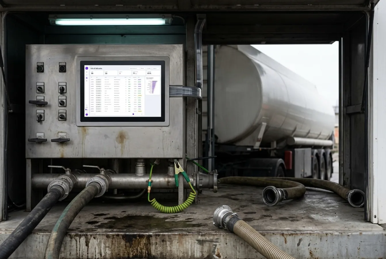 Fleet data at a fuel tanker's manifold