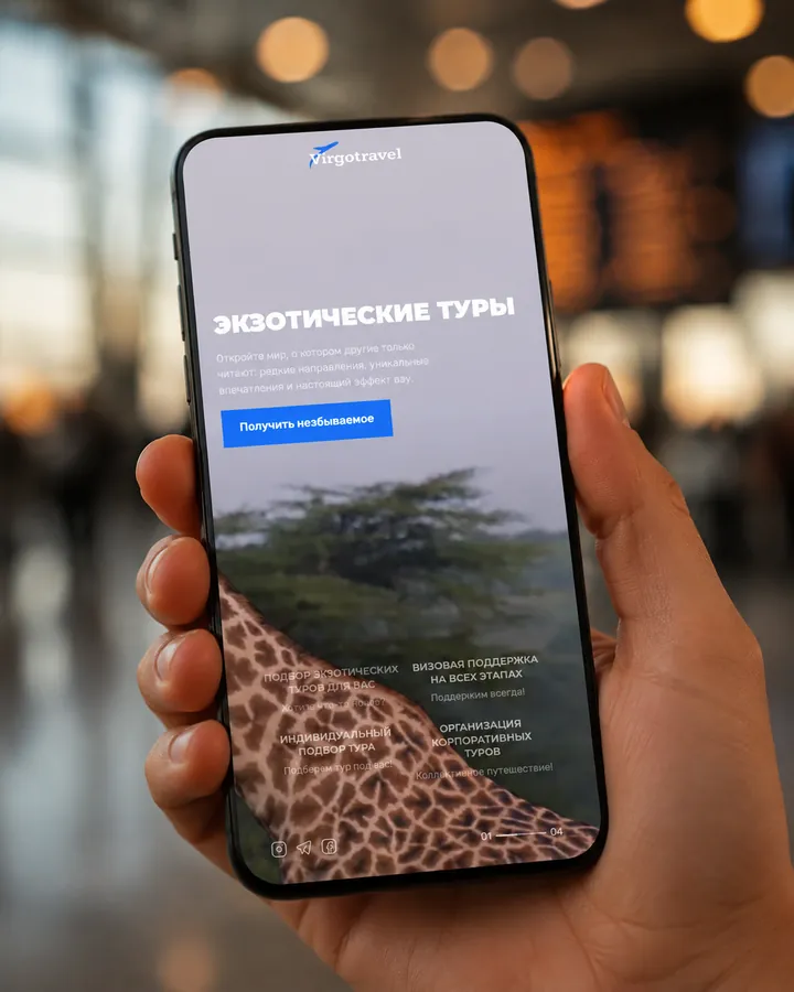 The tours on a phone, at the airport